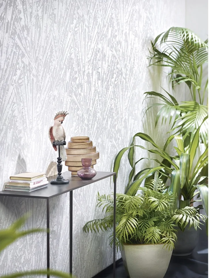 sustainable silver metallic wallpaper